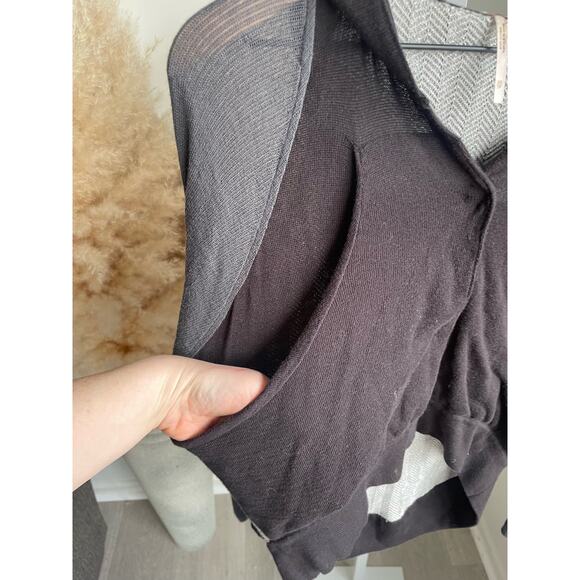 ⭐️ 3/$20 Free People Cocoon Hoodie XS Black Cardigan Coatigan Hi Low Metallic - Picture 3 of 8